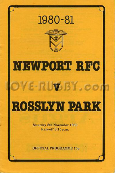 1980 Newport v Rosslyn Park  Rugby Programme